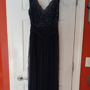 Adrianna Papell Navy Lace Maxi Dress